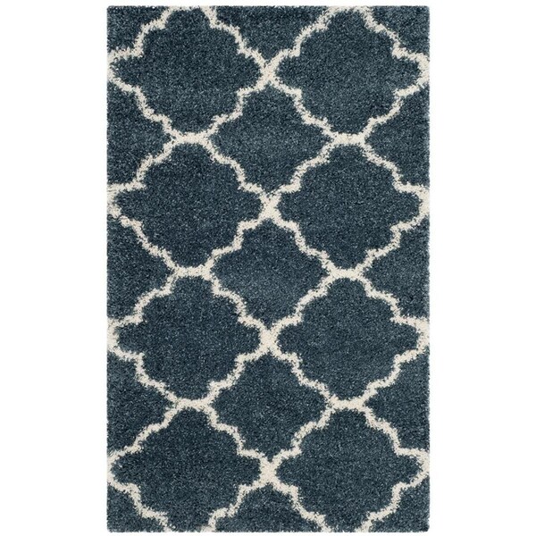 Safavieh 3 x 5 ft. Hudson Shag Power Loomed RugSlate Blue & Ivory Small Rectangle - SGH282L-3