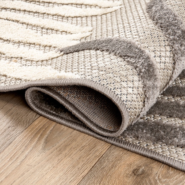 World Rug Gallery Amalfi Contemporary Tropical Floral Indoor/Outdoor Area Rug 3'3" x 5' Gray - 8013GRAY3X5