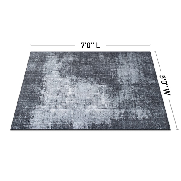World Rug Gallery Contemporary Distressed Abstract Machine Washable Dark Gray Area Rug 5'x7' - 5075DARKGRAY5X7