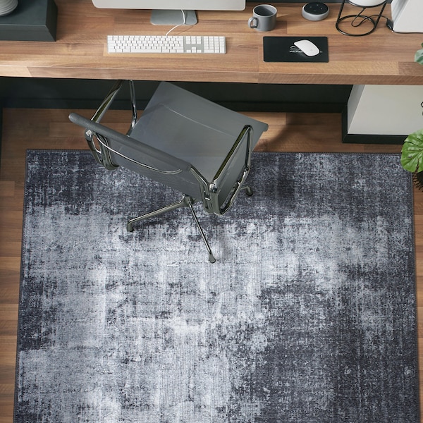 World Rug Gallery Contemporary Distressed Abstract Machine Washable Dark Gray Area Rug 5'x7' - 5075DARKGRAY5X7