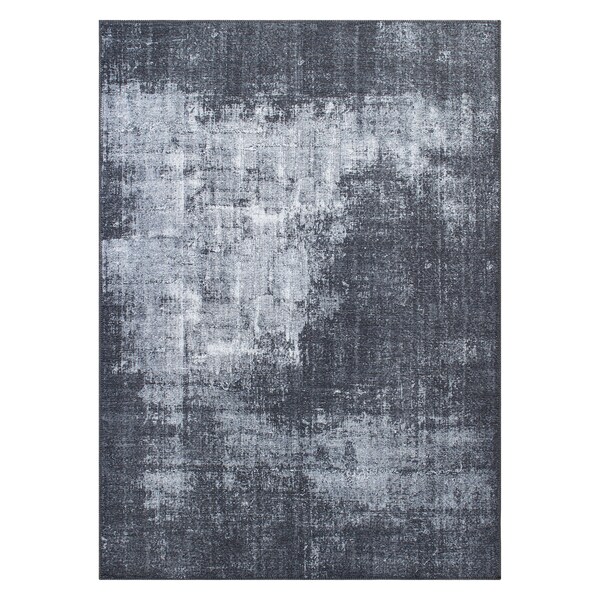 World Rug Gallery Contemporary Distressed Abstract Machine Washable Dark Gray Area Rug 5'x7' - 5075DARKGRAY5X7