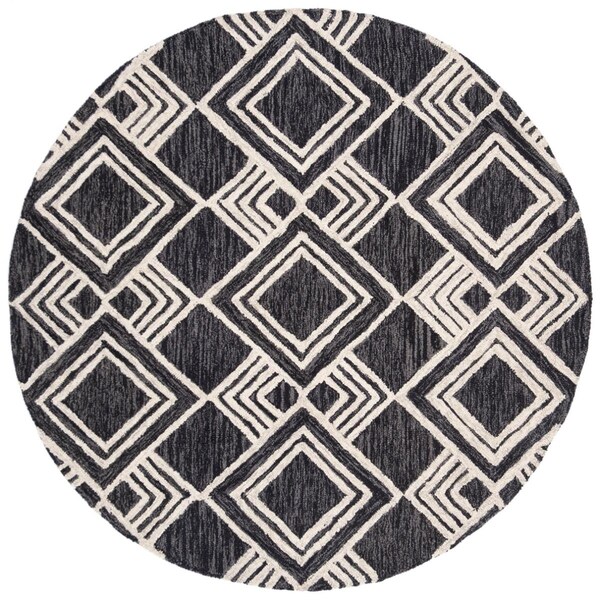 Safavieh 5 x 5 ft. Micro-Loop 100 Round Hand-Tufted Rug Charcoal & Ivory - MLP154H-5R