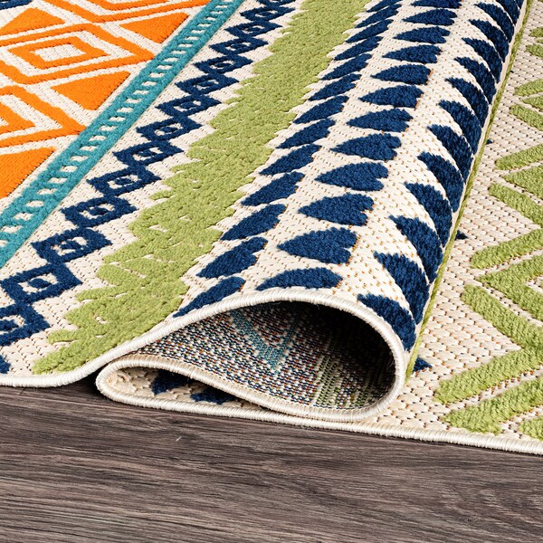 World Rug Gallery Palm Floral Leaves Indoor/Outdoor Area Rug 7'10''x10' Gray Area Rug - 5557MULTI8X10