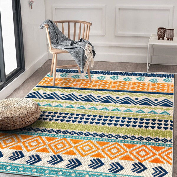 World Rug Gallery Palm Floral Leaves Indoor/Outdoor Area Rug 7'10''x10' Gray Area Rug - 5557MULTI8X10