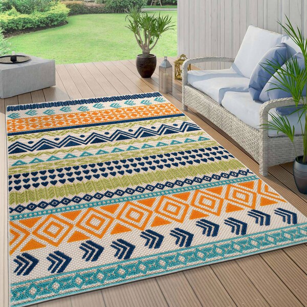 World Rug Gallery Palm Floral Leaves Indoor/Outdoor Area Rug 7'10''x10' Gray Area Rug - 5557MULTI8X10