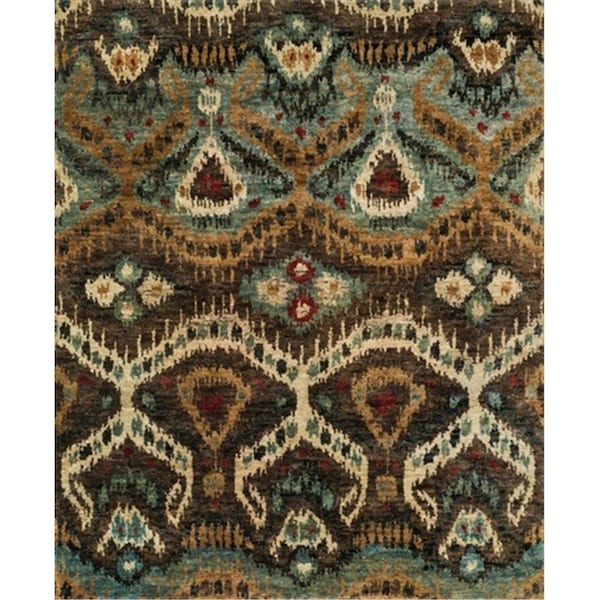 Loloi 5 ft. 6 in. x 8 ft. 6 in. Xavier Rectangular Shape Hand Knotted Area Rug- Taupe and Aqua - XAVIXV-02TAAQ5686