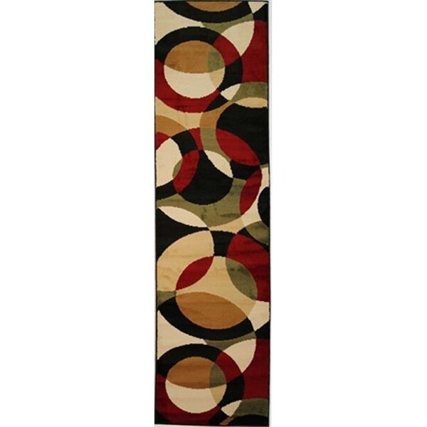Infinity Home Infinity Home 19402 Dulcet Bingo 2 ft. x 7 ft. 3 in. Runner Rug in Red - 19402