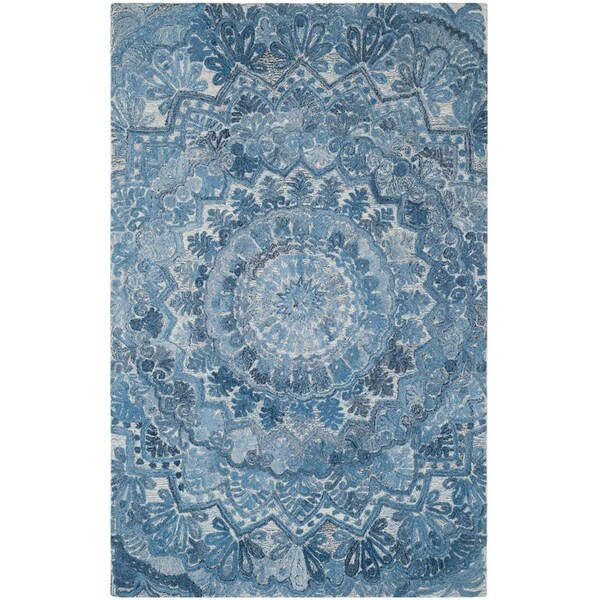 Safavieh 4 x 6 ft. Marquee Rectangle Hand-Made Rug Blue & Ivory - MRQ110D-4