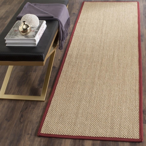 Safavieh Natural Fiber Runner Rug, Maize and Burgundy - 2 ft. 6 in. x 6 ft. - NF141D-26