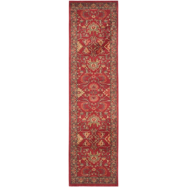 Safavieh Mahal Power Loomed Runner Rug, Red and Navy - 2 ft.-2 in. x 10 ft. - MAH693F-210