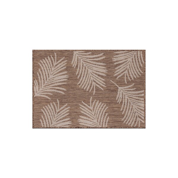 World Rug Gallery Contemporary Palm Leaves Textured Flat Weave Indoor/Outdoor Area Rug 2'x3' Brown - 111BROWN2X3