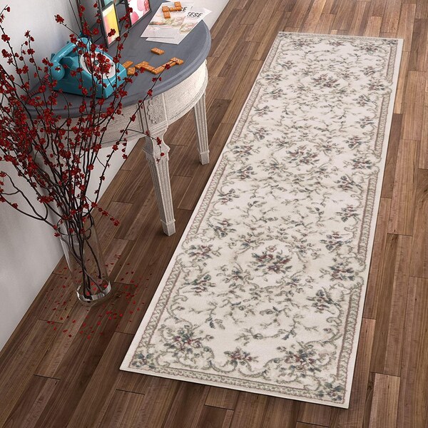 Homeroots 2 ft. x 7 ft. 7 in. Runner Polypropylene Ivory Area Rug - 353435