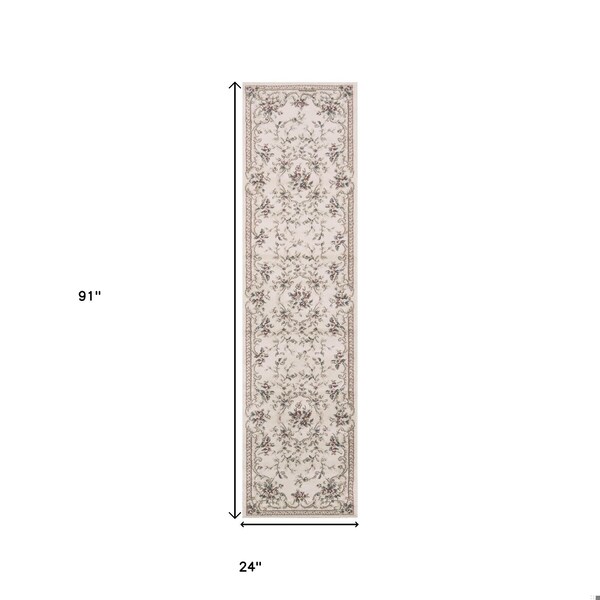 Homeroots 2 ft. x 7 ft. 7 in. Runner Polypropylene Ivory Area Rug - 353435