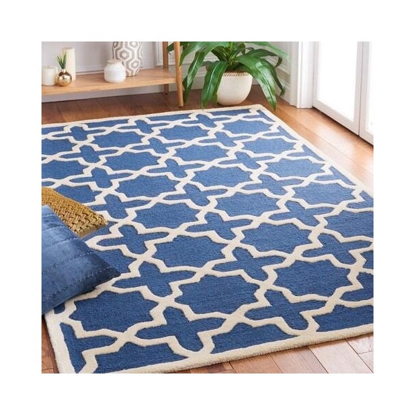 Safavieh Cambridge Hand Tufted Runner RugNavy Blue & Ivory 2 ft.-6 in. x 12 ft. - CAM125G-212