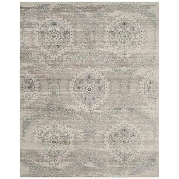 Flowers First 8 x 10 ft. Carnegie Power Loomed Area Rug, Light Grey & Cream - Large Rectangle - FL1892402
