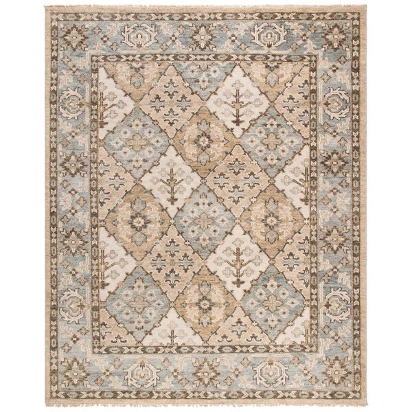 Safavieh Samarkand Hand Knotted Rectangle Area RugBeige & Light Blue 10 x 14 ft. - SRK154B-10