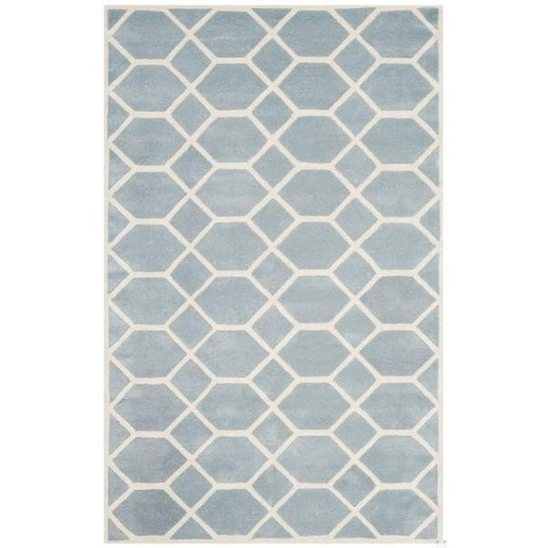 Safavieh Chatham Hand Tufted Rectangle RugBlue & Ivory 5 x 8 ft. - CHT755B-5