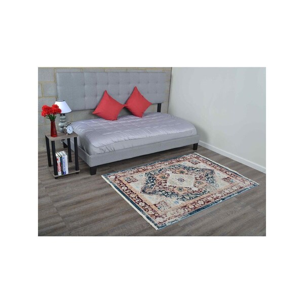 Jensendistributionservices 2 ft. x 3 ft. 10 in. Machine Woven Crossweave Polyester Oriental Rectangle Area Rug, Red - MI1552446