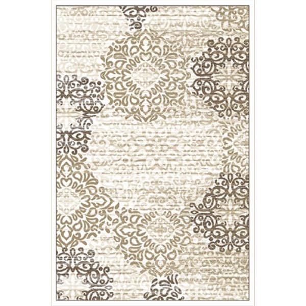 Auric Pisa Round Bone Contemporary Turkey Area Rug- - 5 ft. 3 in. - AU3719132