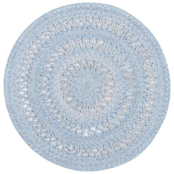 Flowers First 7 x 7 ft. Cape Cod Round Area Rug, Blue - FL1857943
