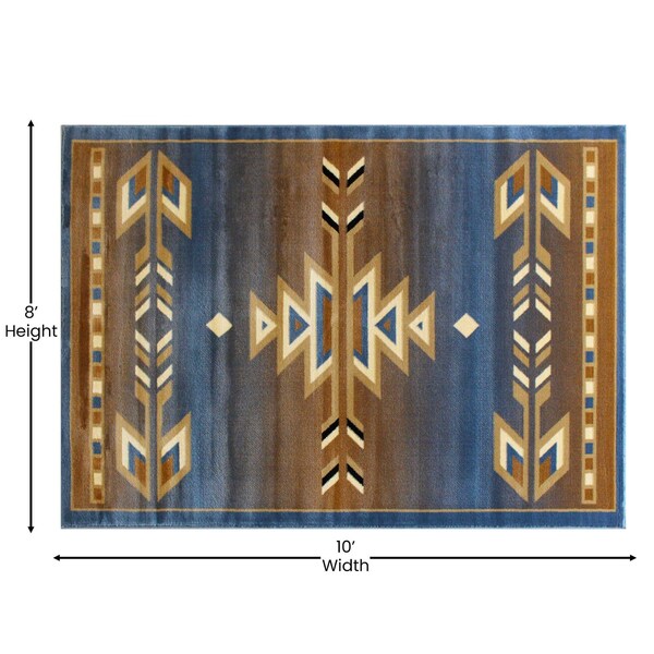 Flash Furniture Blue 8 x 10 Southwestern Style Patterned Area Rug - OKR-RG1113-810-BL-GG