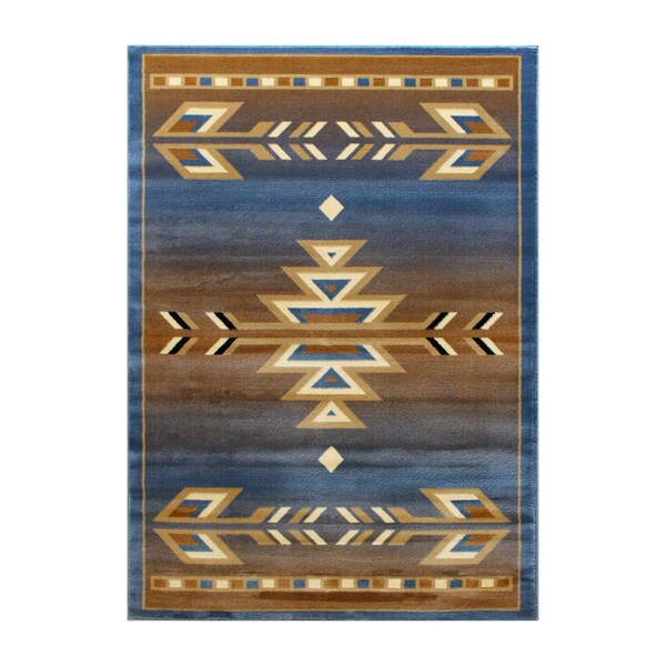 Flash Furniture Blue 8 x 10 Southwestern Style Patterned Area Rug - OKR-RG1113-810-BL-GG
