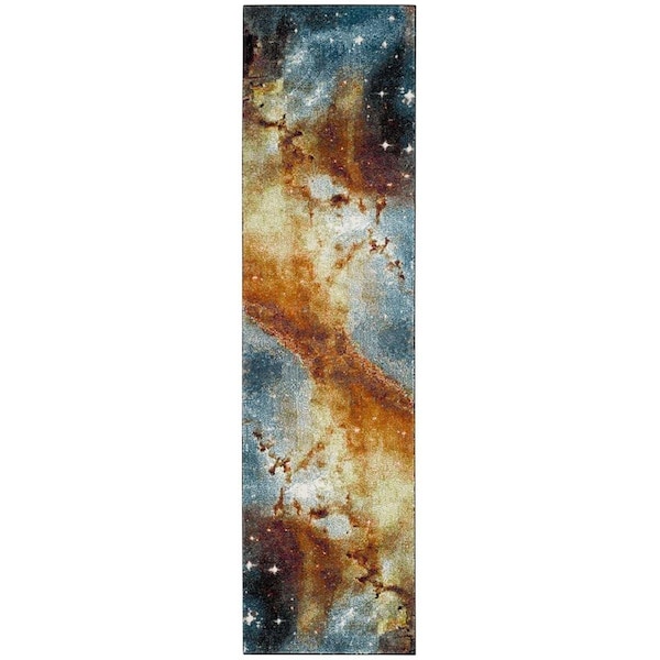 Safavieh Galaxy Power Loomed Runner Rug, Orange and Multicolor - 2 ft.-3 in. x 8 ft. - GAL109D-28