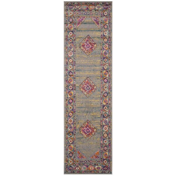 Safavieh Madison Runner Rugs, Light Grey and Fuchsia - 2 ft.-3 in. x 10 ft. - MAD133G-210