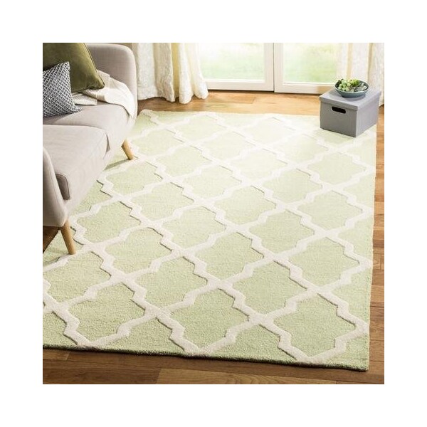 Safavieh 5 x 8 ft. Medium Rectangle Transitional Cambridge- Light Green and Ivory Hand Tufted Rug - CAM121B-5