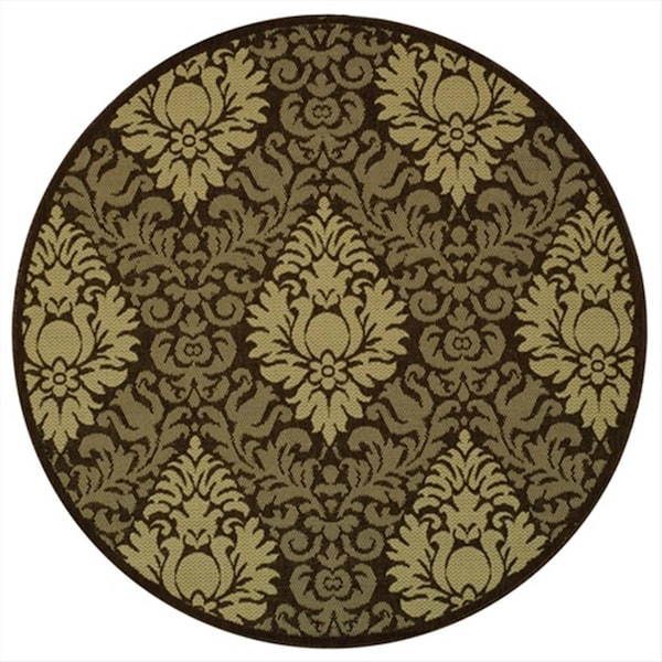 Safavieh 5 Ft. - 3 In. X 5 Ft. - 3 In. Round- Indoor - Outdoor Courtyard Chocolate Natural Machine Made Rug - CY2714-3409-5R