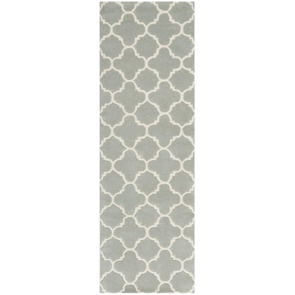 Safavieh Chatham Hand Tufted Rectangle Rug- Grey - Ivory- 2 ft. 3 in. x 11 ft. - CHT717E-211