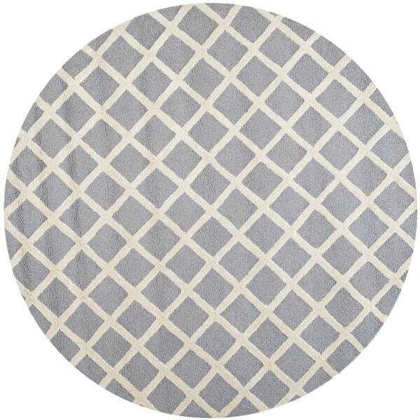 Safavieh Cambridge Hand Tufted Round Rug- Silver - Ivory- 4 x 4 ft. - CAM135D-4R