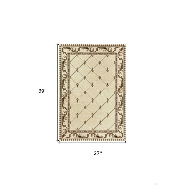 Homeroots 2 ft. 3 in. x 3 ft. 3 in. Polypropylene Ivory Area Rug - 353285