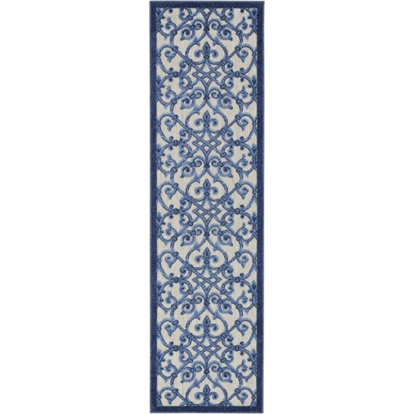 Palacedesigns 2 x 6 ft. Gray & Blue Indoor & Outdoor Runner Rug - PA2627893