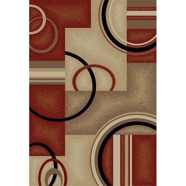 Infinity Home Infinity Home 547805 Barclay Arcs and Shapes 5 ft. 3 in. x 7 ft. 3 in. Rectangular Area Rug in Red - 547805