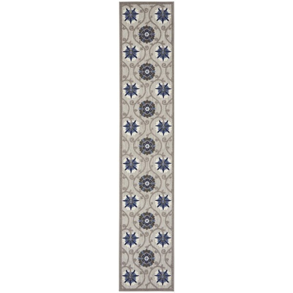 Homeroots 2 x 12 ft. Gray & Blue Indoor & Outdoor Runner Rug - 385236