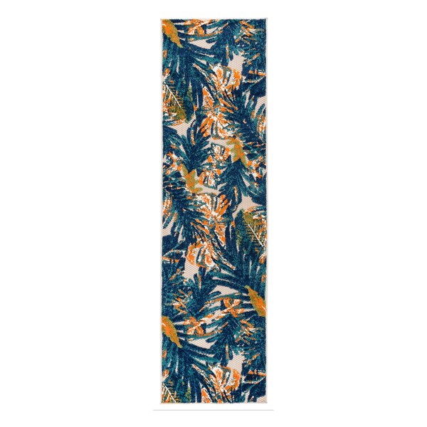 World Rug Gallery Tropical Leaves Indoor/Outdoor Runner Rug 2' x 7' Multi - 8012MULTI2X7