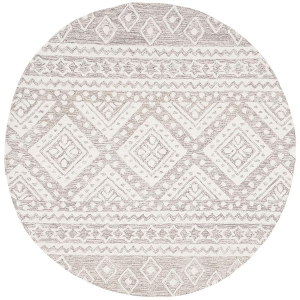 Safavieh 5 x 5 ft. Micro-Loop 500 Round Hand-Tufted Rug Gray & Ivory - MLP501F-5R