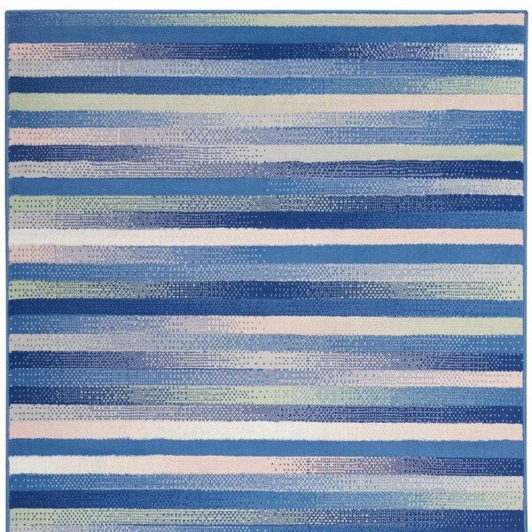 Homeroots 4 x 6 ft. Blue & Ivory Halftone Stripe Area Rug - 385874