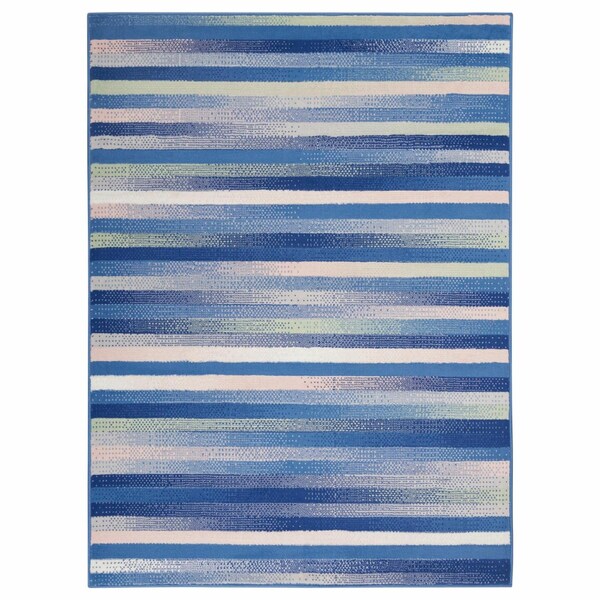 Homeroots 4 x 6 ft. Blue & Ivory Halftone Stripe Area Rug - 385874