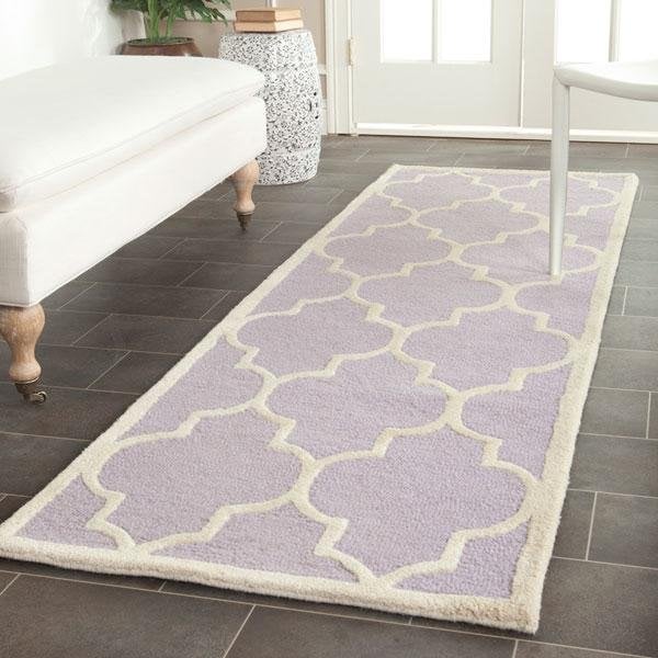 Safavieh Cambridge Hand Tufted Runner Rug, Lavander and Ivory - 2 ft.-6 in. x 8 ft. - CAM134C-28