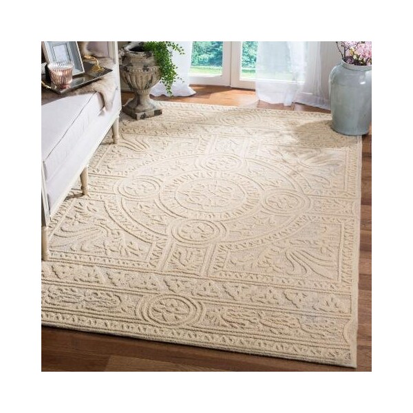 Safavieh Blossom Hand Tufted Large Rectangle RugLight Grey & Ivory 8 x 10 ft. - BLM109F-8