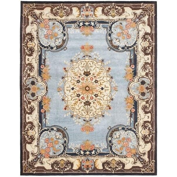 Safavieh 4 x 6 ft. Small Rectangle Traditional Bergama- Light Blue and Ivory Hand Tufted Rug - BRG141A-4