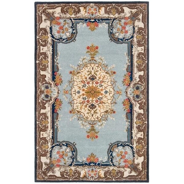 Safavieh 4 x 6 ft. Small Rectangle Traditional Bergama- Light Blue and Ivory Hand Tufted Rug - BRG141A-4