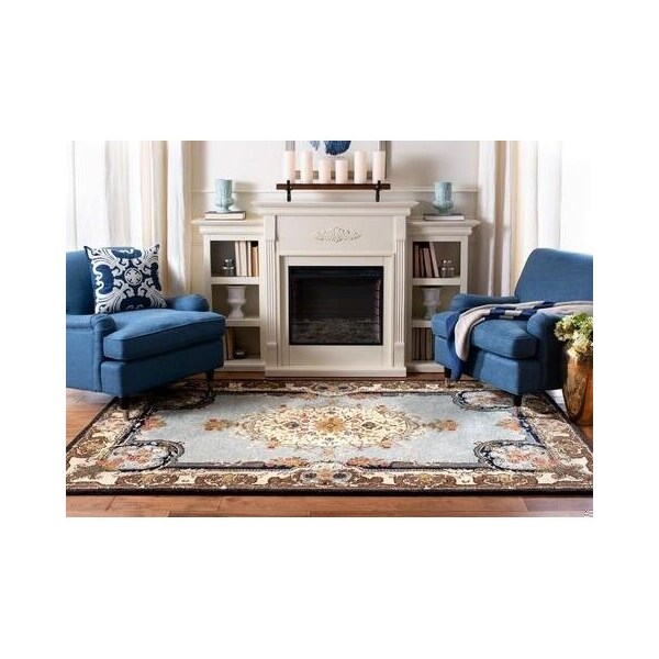 Safavieh 4 x 6 ft. Small Rectangle Traditional Bergama- Light Blue and Ivory Hand Tufted Rug - BRG141A-4
