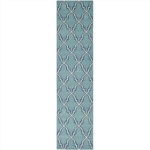 Safavieh 2 Ft. -6 In. X 10 Ft. Runner Contemporary Dhurries- Light Blue And Ivory- Flatweave Rug - DHU564B-210