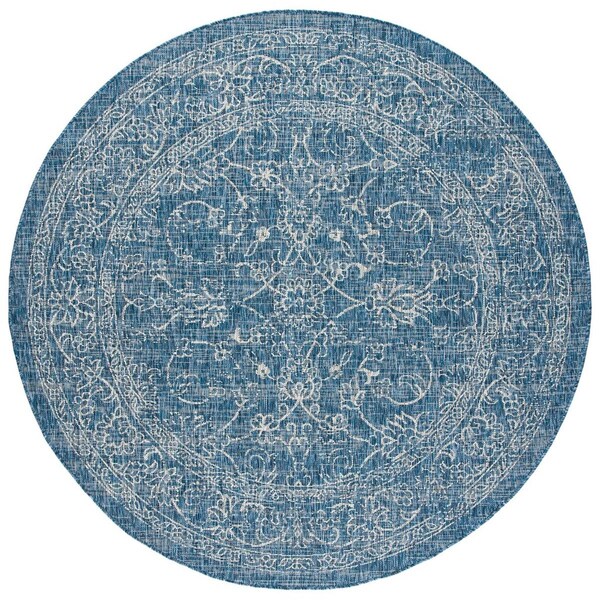 Safavieh 4 x 4 ft. Courtyard Power Loomed Round Area Rug; Navy & Ivory - CY8680-36821-4R