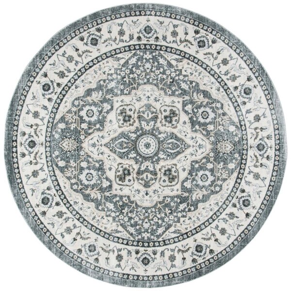 Safavieh 4 x 4 ft. Isabella Traditional Round Power Loomed Rug; Grey & Cream - ISA936F-4R