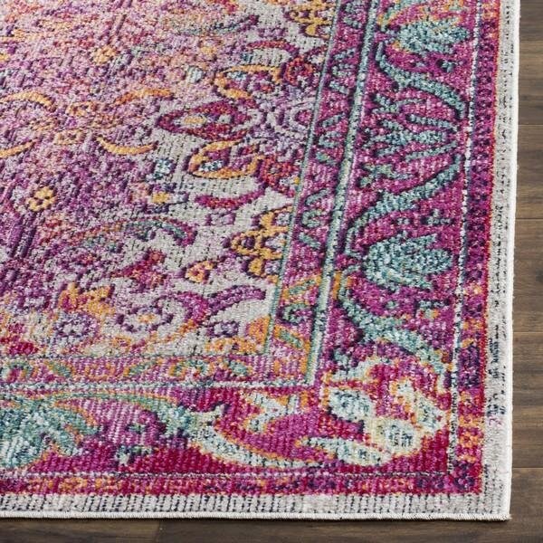 Safavieh Crystal Power Loomed Rectangle Area Rug, Light Blue and Fuchsia - 4 x 6 ft. - CRS506B-4
