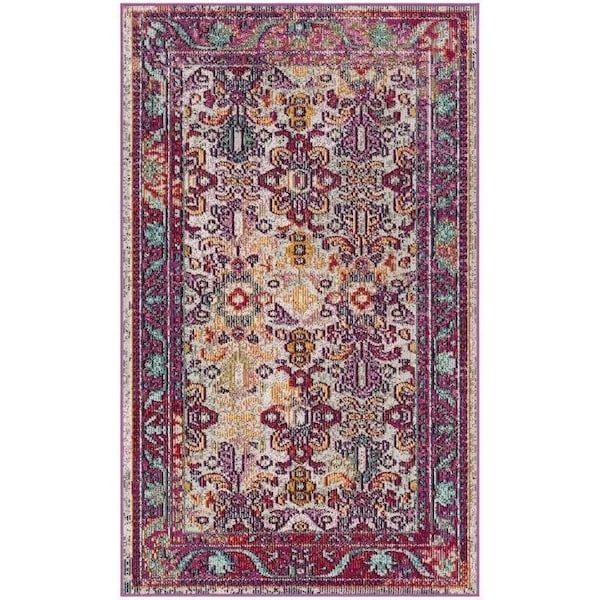 Safavieh Crystal Power Loomed Rectangle Area Rug, Light Blue and Fuchsia - 4 x 6 ft. - CRS506B-4